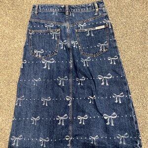 Self-Portrait Dark Blue Jeans with Bow Design